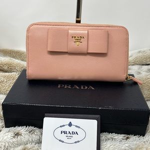 Safiano Prada Zippy pink wallet